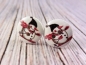 Preview: Schneemann Holz Knopf Ohrstecker Winter Schnee